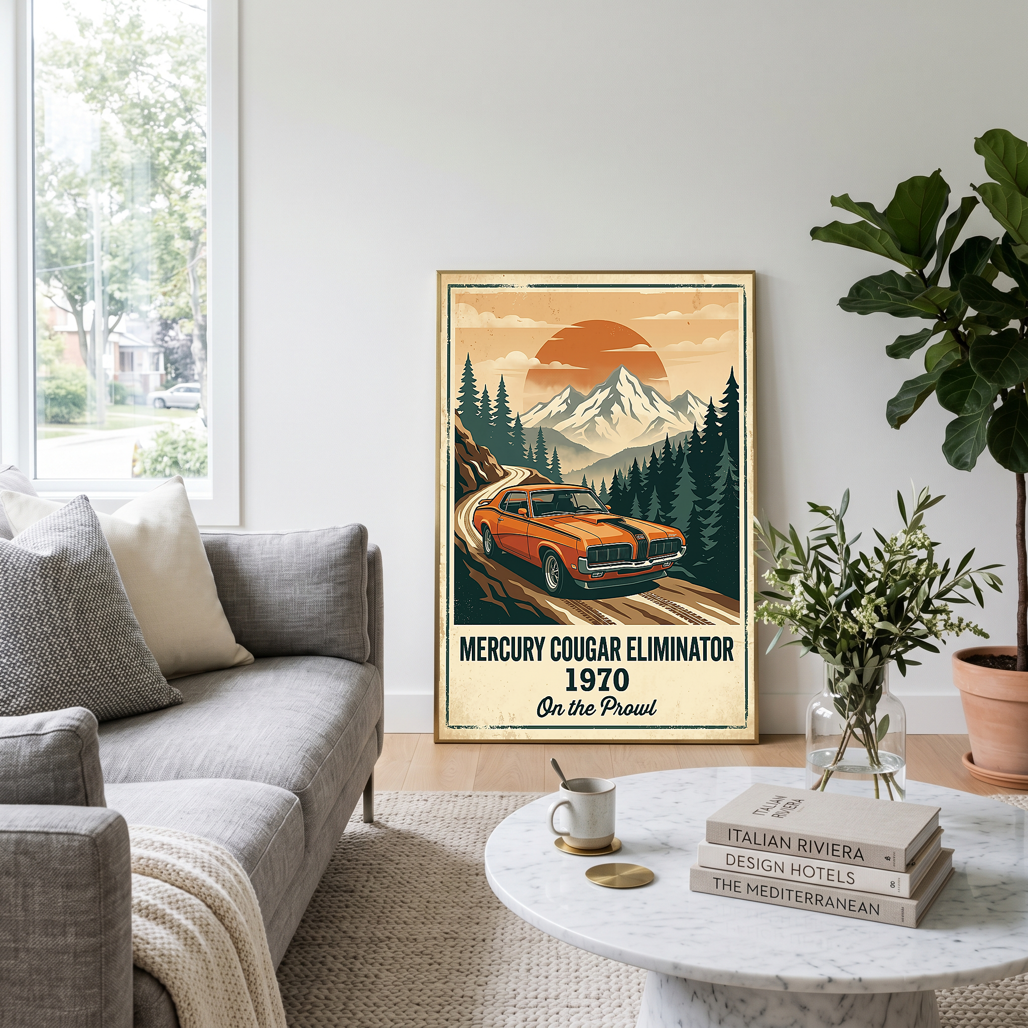 Mercury Cougar Eliminator 1970 Poster — Vintage Muscle Car Mountain Pine Print