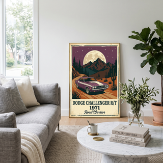 Dodge Challenger R/T 1971 Poster — Vintage Muscle Car Desert Moon Print