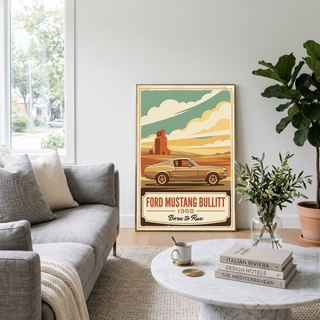 Ford Mustang Bullitt 1968 V2 Poster — Vintage Muscle Country Silo Print