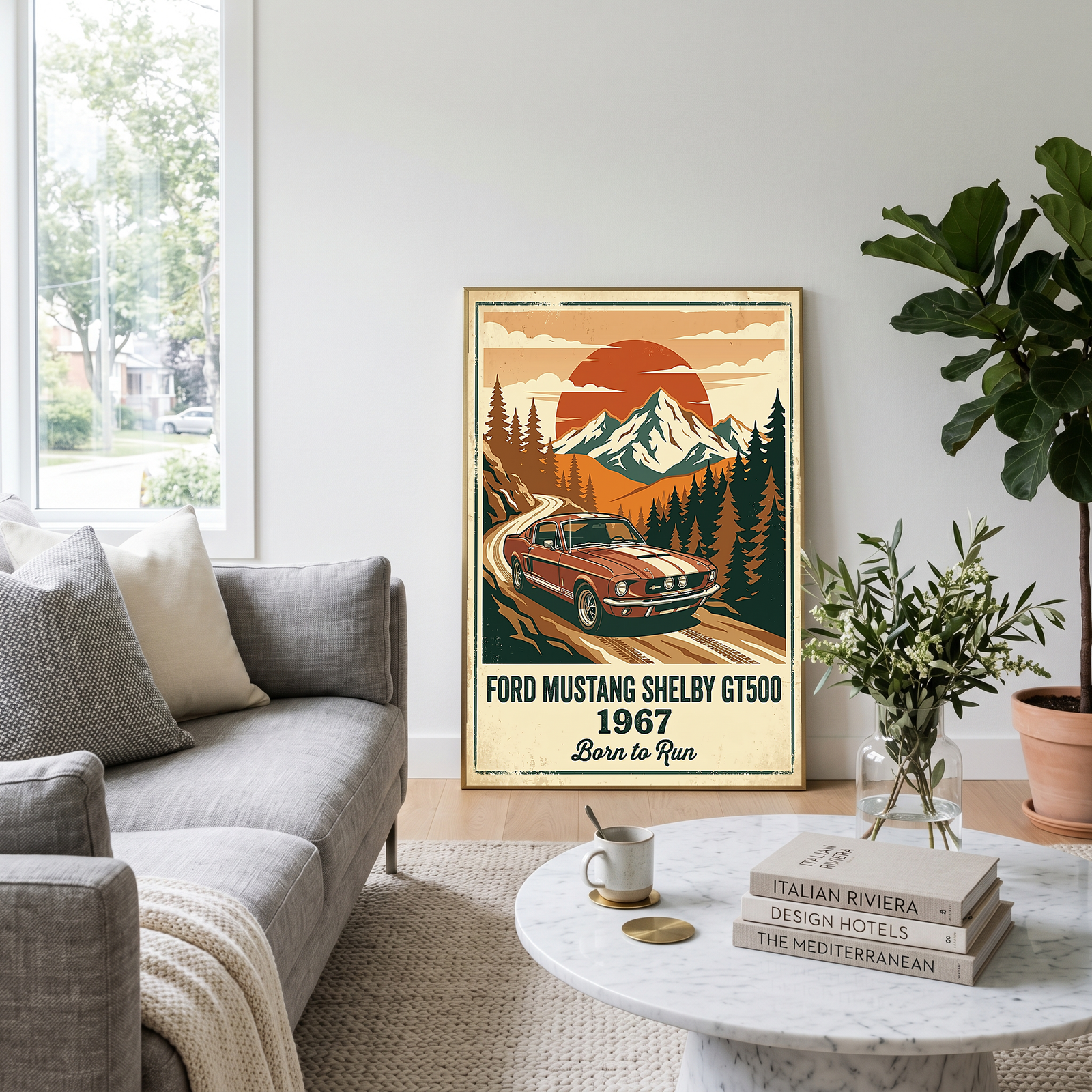 Ford Mustang Shelby GT500 1967 Poster — Vintage Muscle Car Mountain Pine Print