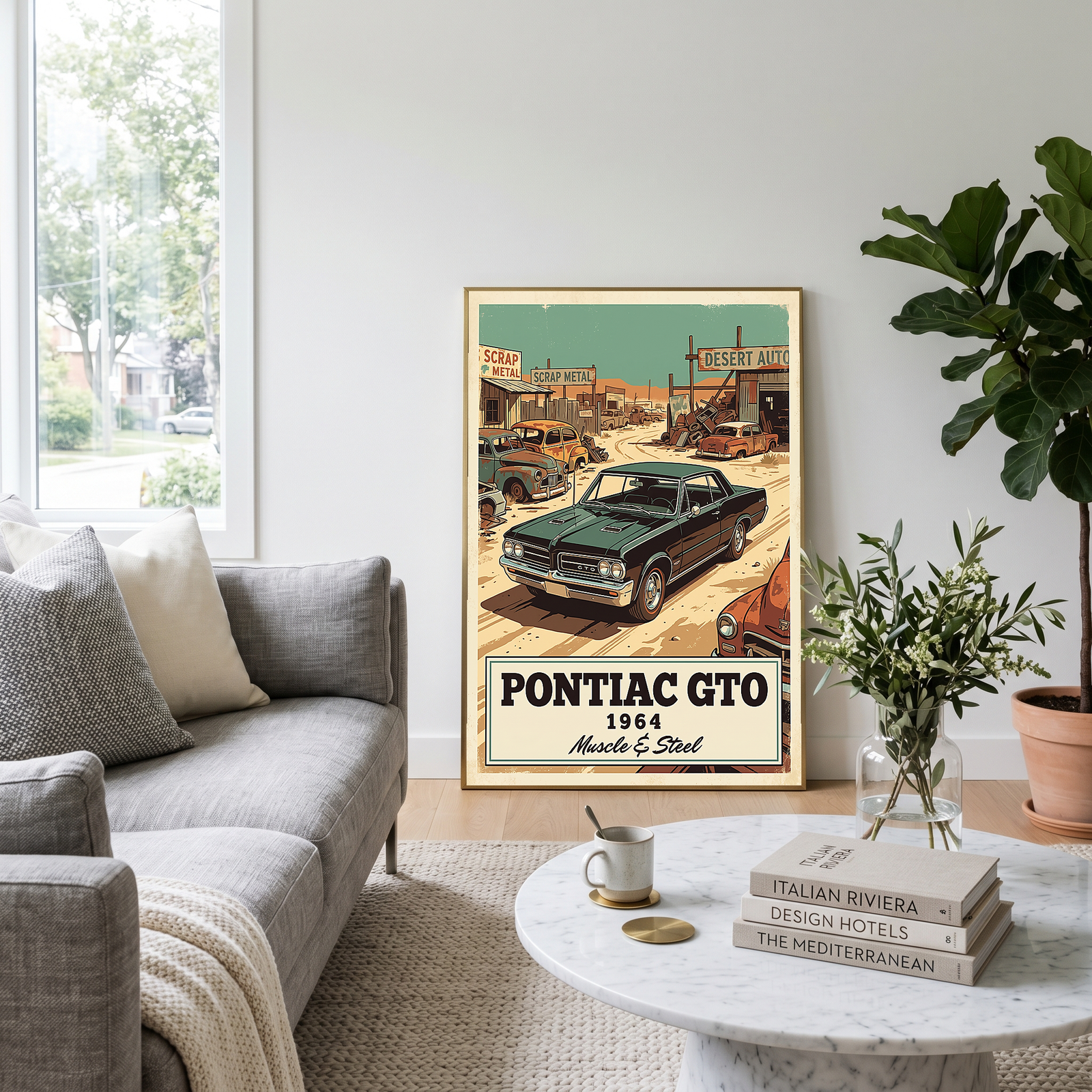 Pontiac GTO 1964 V2 Poster — Vintage Muscle Desert Junkyard Print