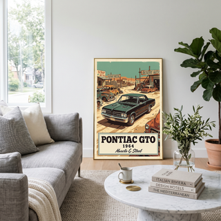 Pontiac GTO 1964 V2 Poster — Vintage Muscle Desert Junkyard Print