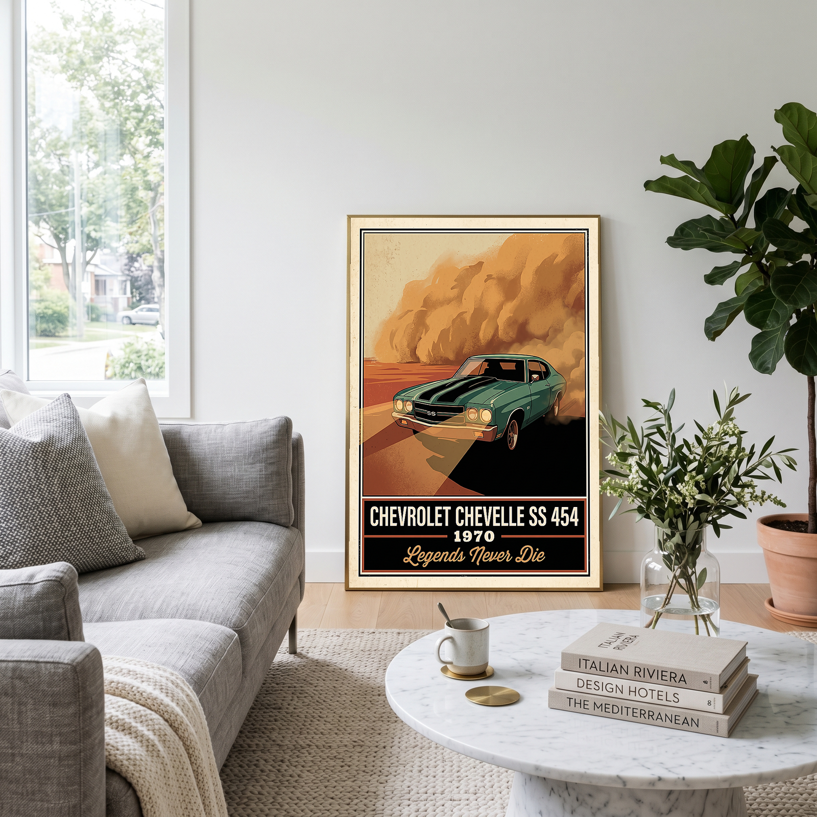 Chevrolet Chevelle SS 454 1970 V7 Dust Storm Poster — Vintage Muscle Car Action Print