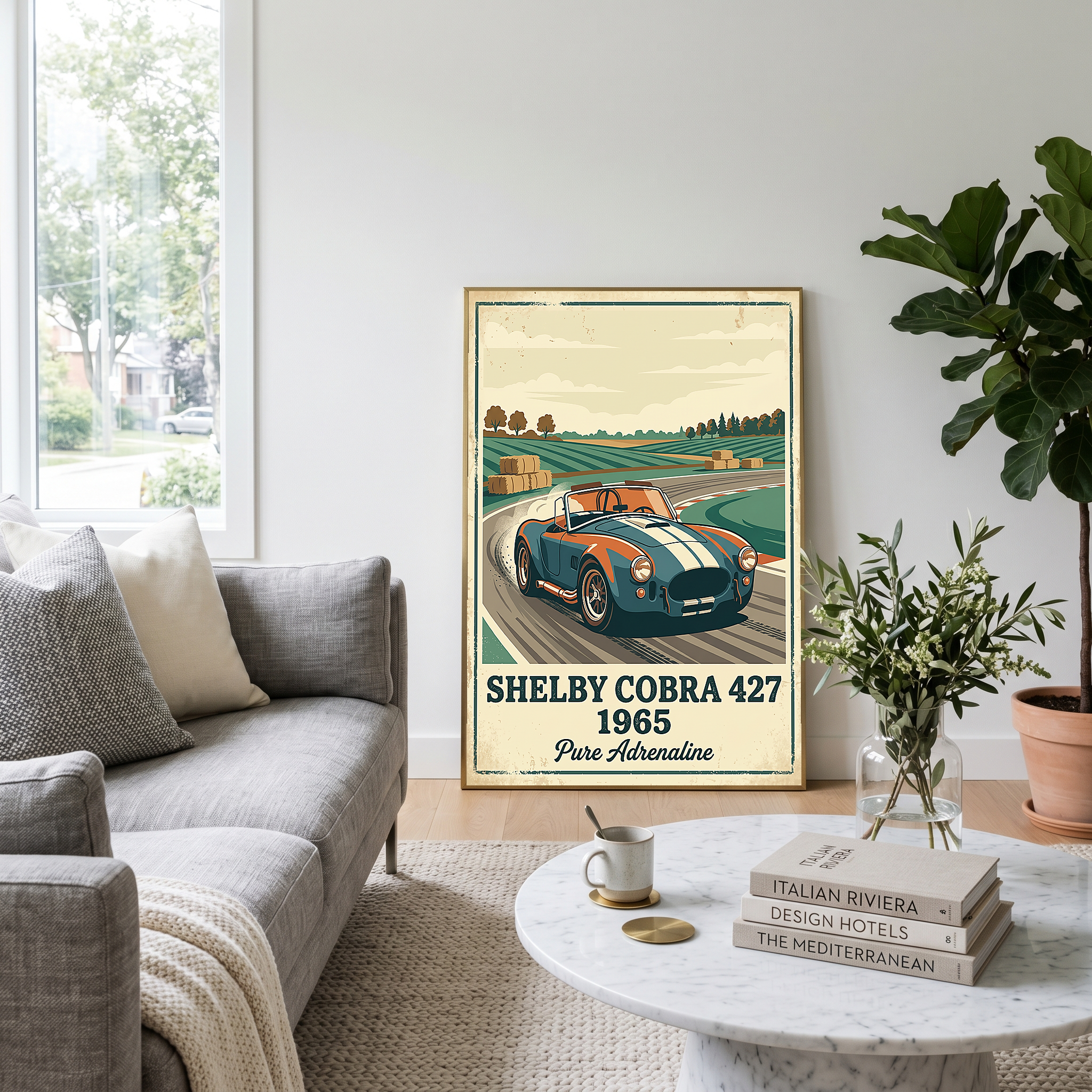 Shelby Cobra 427 1965 Poster — Vintage Race Track Roadster Print