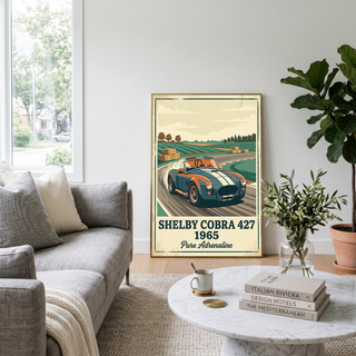 Shelby Cobra 427 1965 Poster — Vintage Race Track Roadster Print