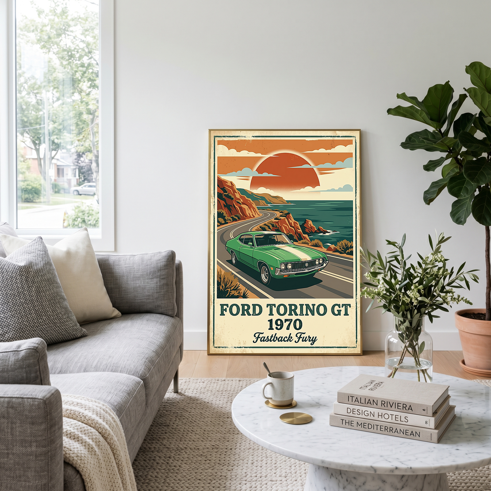 Ford Torino GT 1970 V2 Poster — Vintage Muscle Car Pacific Coast Curve Print