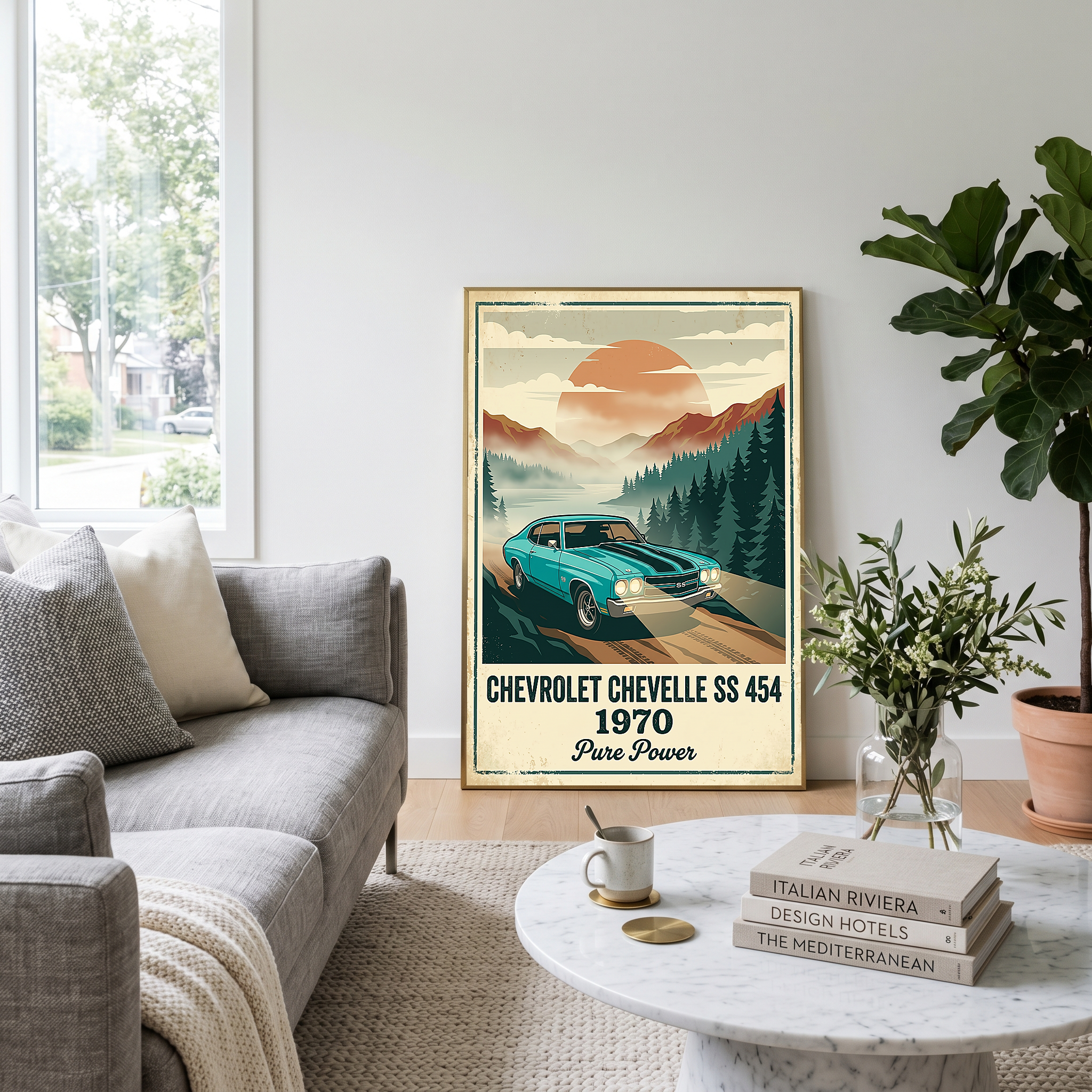 Chevrolet Chevelle SS 454 1970 V6 Aqua Edition — Vintage Muscle Misty Mountain Print