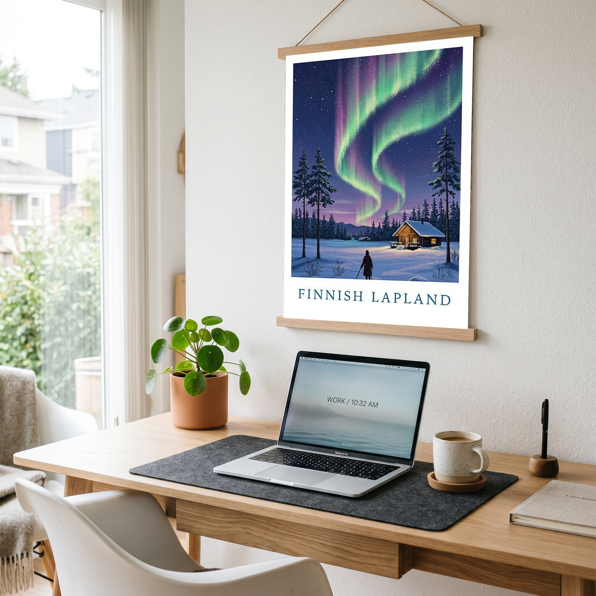 Finnish Lapland — Northern Lights Cabin Winter Wall Art Print