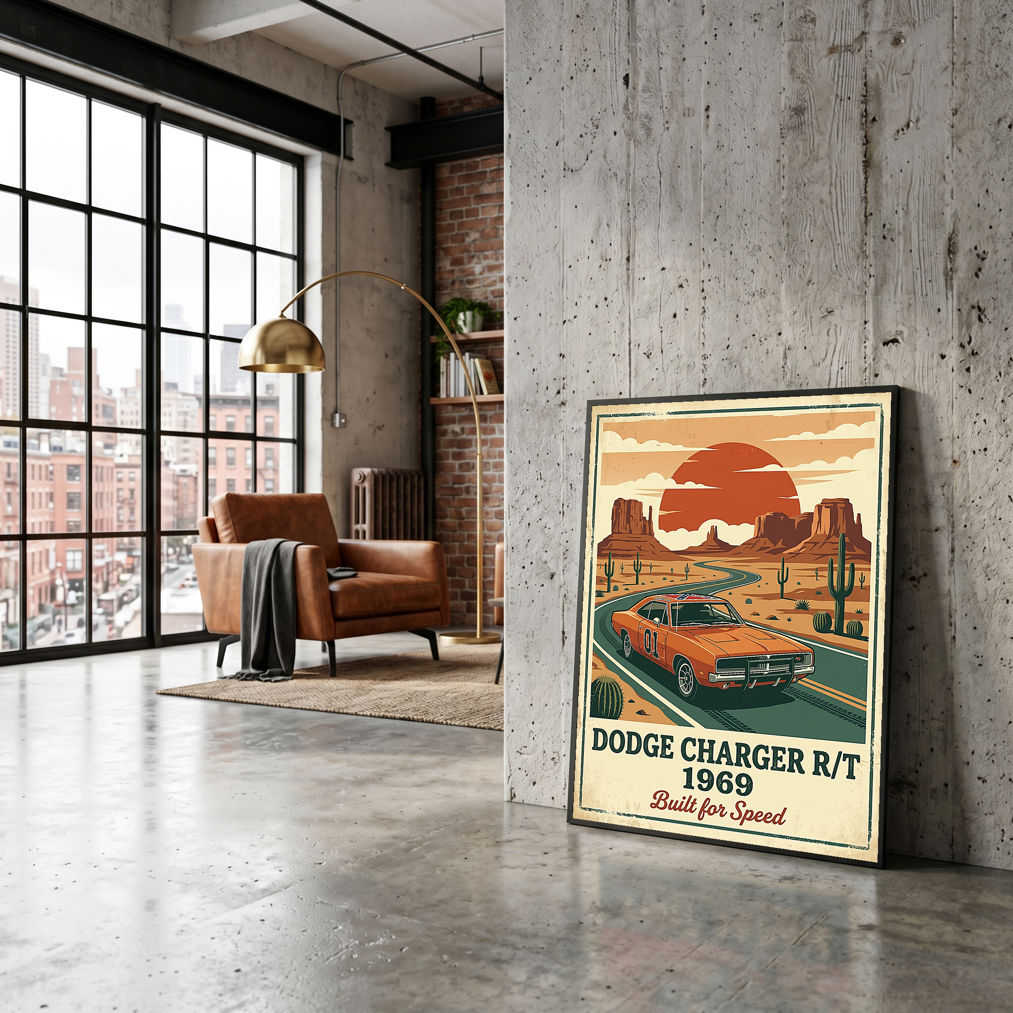 Dodge Charger R/T 1969 Poster — Vintage Muscle Car Monument Valley Print