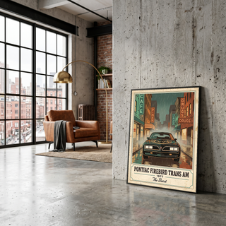 Pontiac Firebird Trans Am 1977 Poster — Vintage Muscle Bandit Rainy Noir Street Print