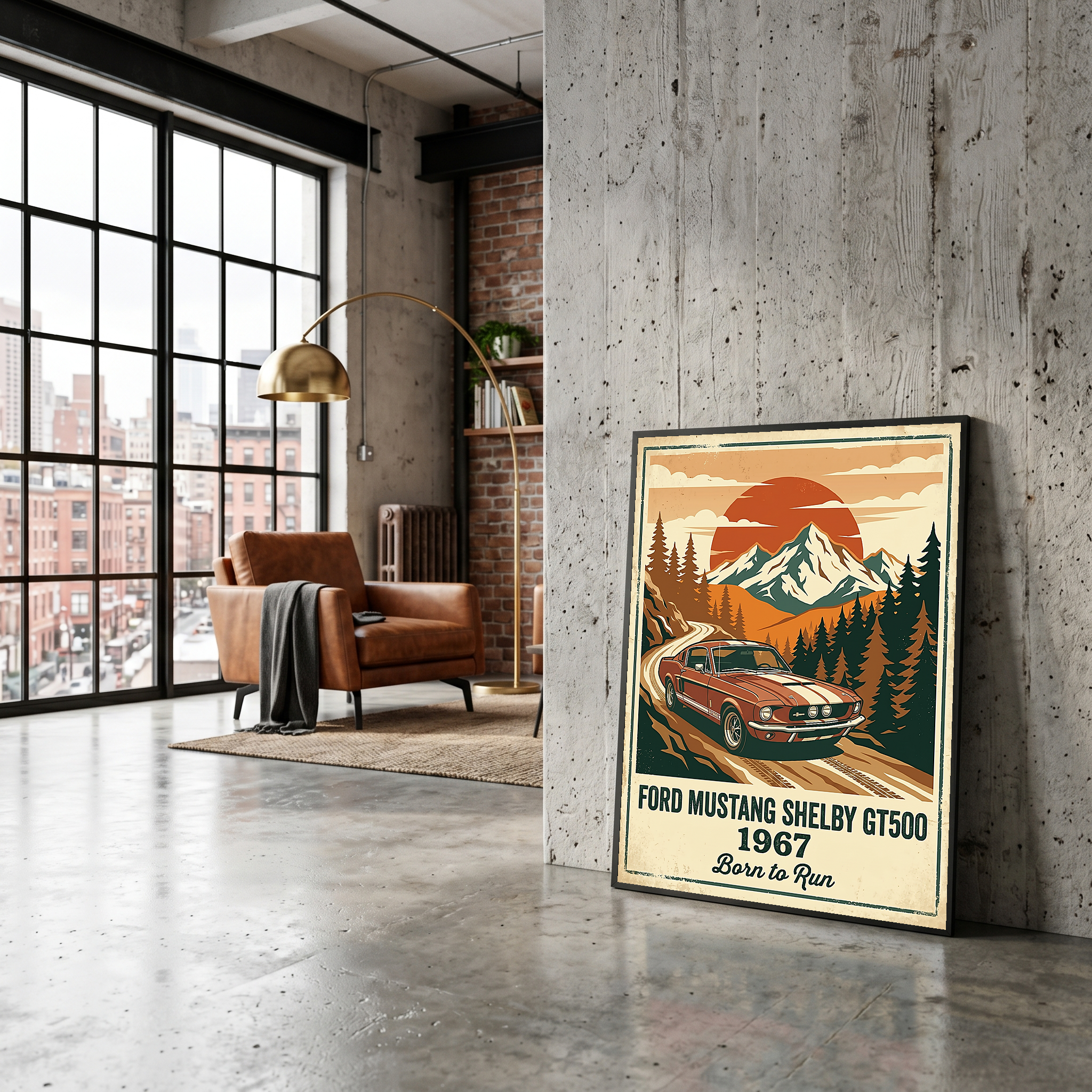 Ford Mustang Shelby GT500 1967 Poster — Vintage Muscle Car Mountain Pine Print
