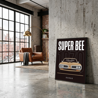 Dodge Super Bee 1970 Minimalist Poster — Black Muscle Car Line Art