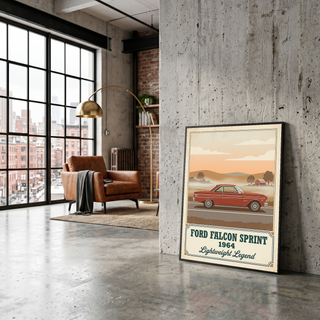 Ford Falcon Sprint 1964 Poster — Vintage Muscle Car Misty Country Road Print
