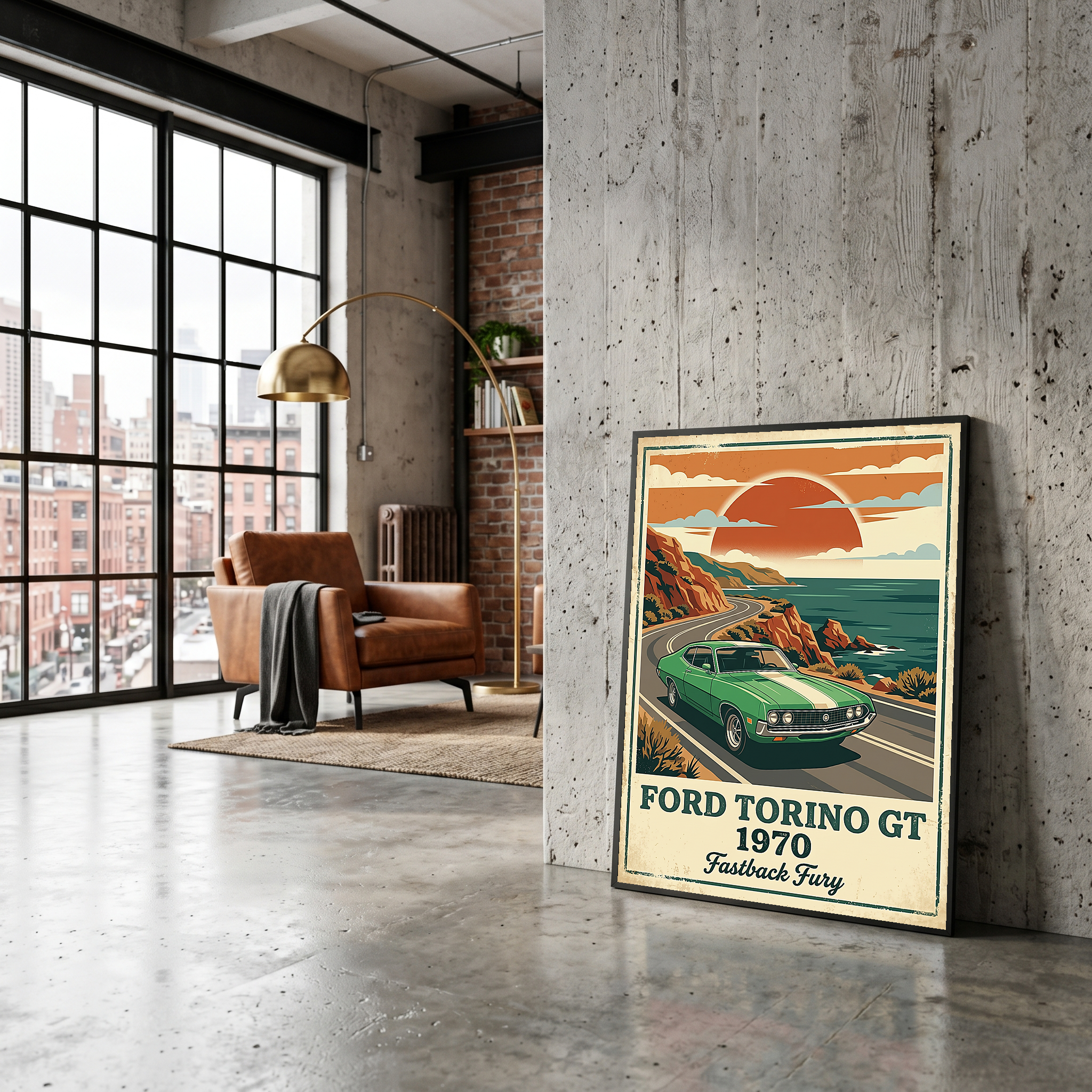 Ford Torino GT 1970 V2 Poster — Vintage Muscle Car Pacific Coast Curve Print