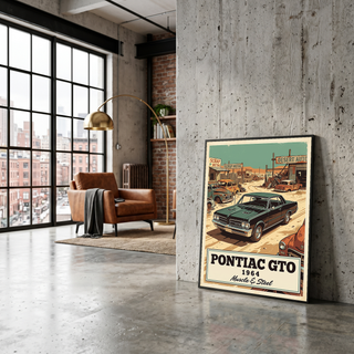 Pontiac GTO 1964 V2 Poster — Vintage Muscle Desert Junkyard Print