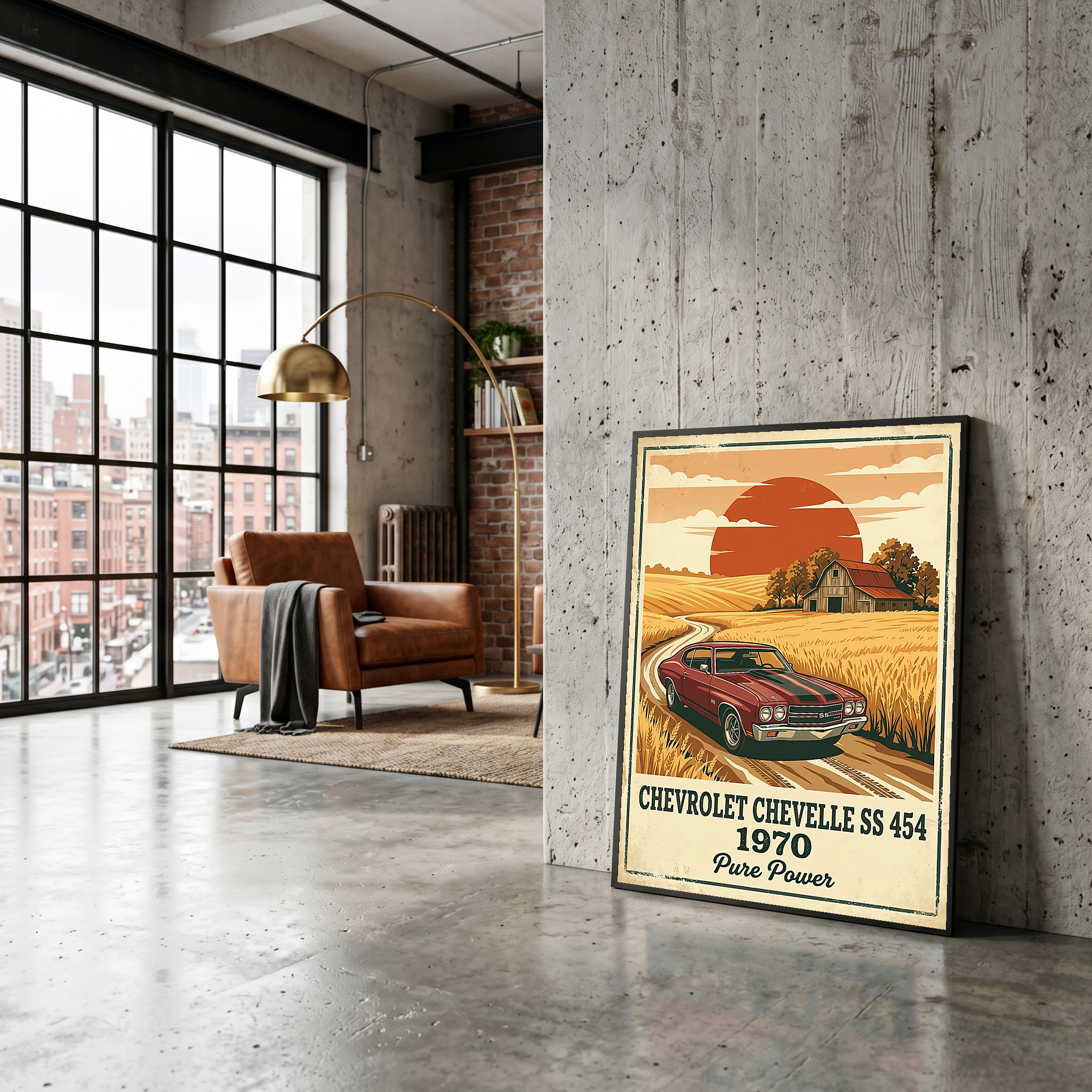 Chevrolet Chevelle SS 454 1970 Poster — Vintage Muscle Car Country Barn Print