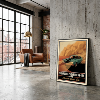 Chevrolet Chevelle SS 454 1970 V7 Dust Storm Poster — Vintage Muscle Car Action Print