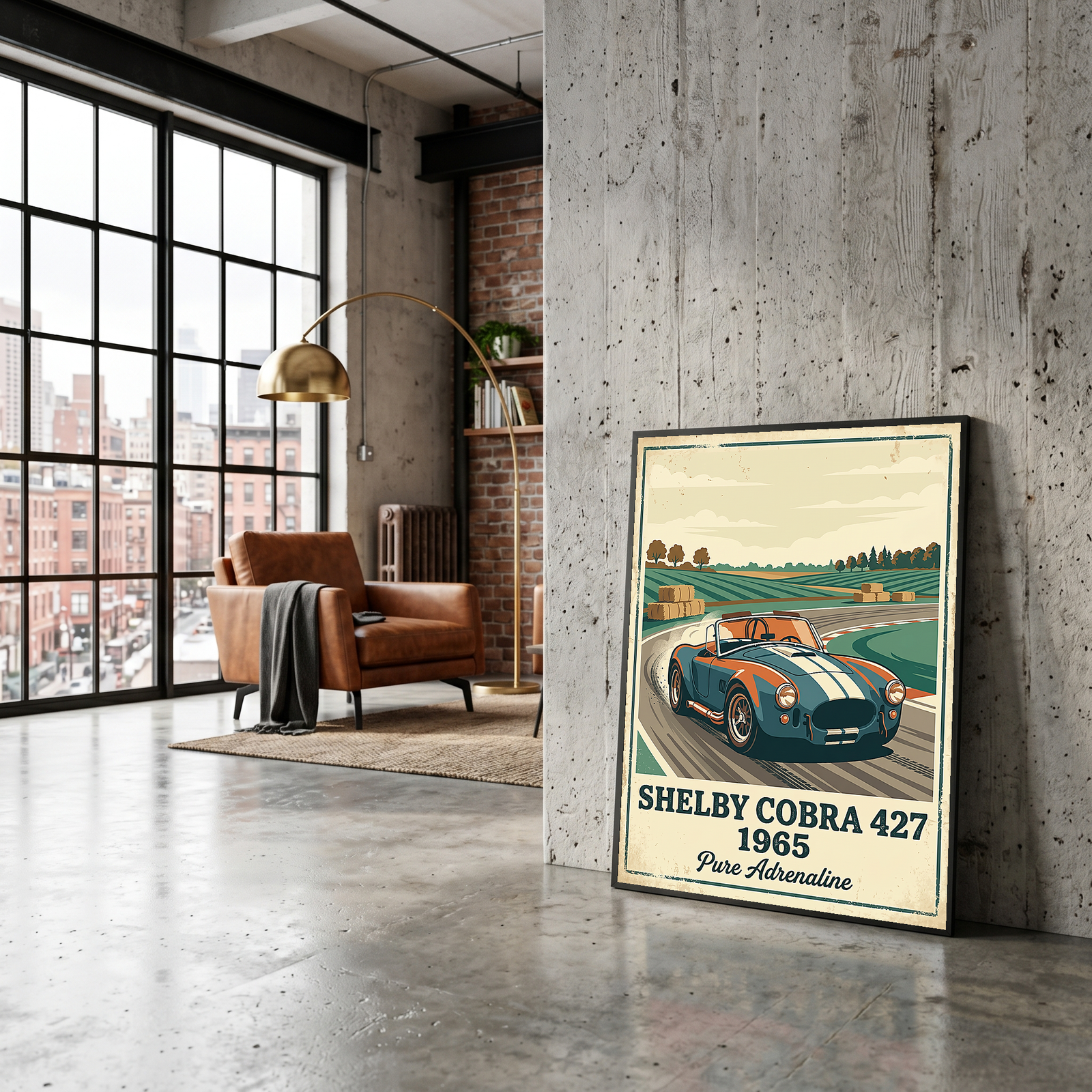 Shelby Cobra 427 1965 Poster — Vintage Race Track Roadster Print