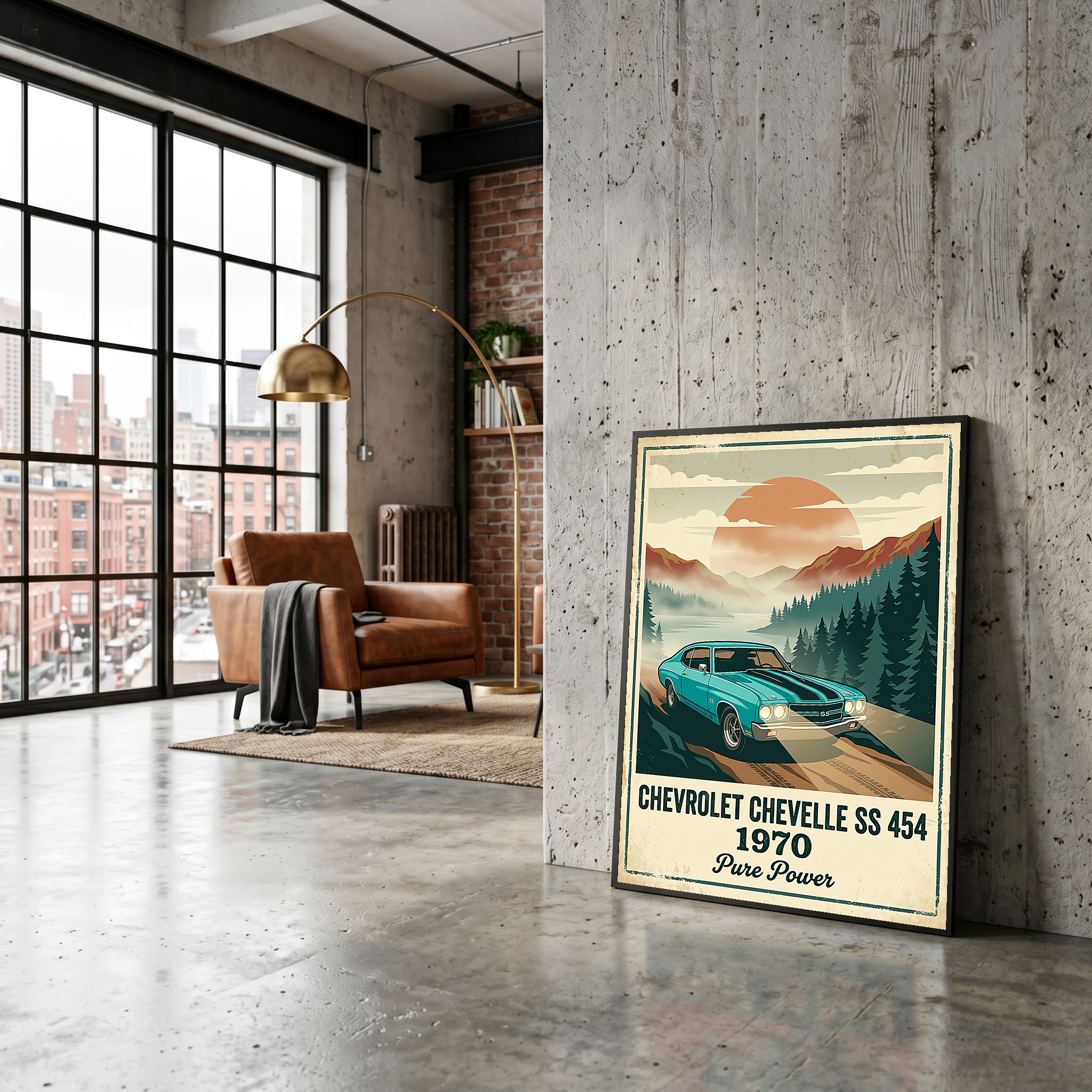 Chevrolet Chevelle SS 454 1970 V6 Aqua Edition — Vintage Muscle Misty Mountain Print