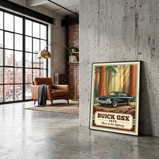 Buick GSX 1970 V2 Poster — Vintage Muscle Redwood Forest Light Beam Print