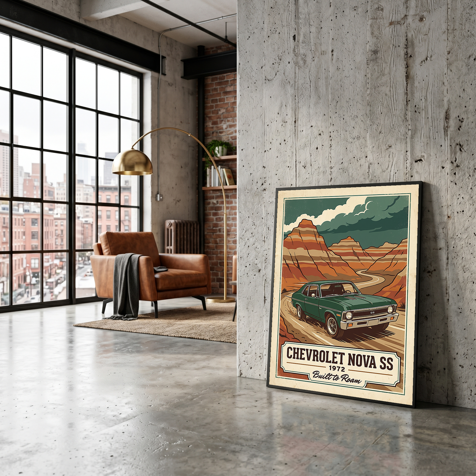 Chevrolet Nova SS 1972 V3 Poster — Vintage Muscle Badlands Canyon Print