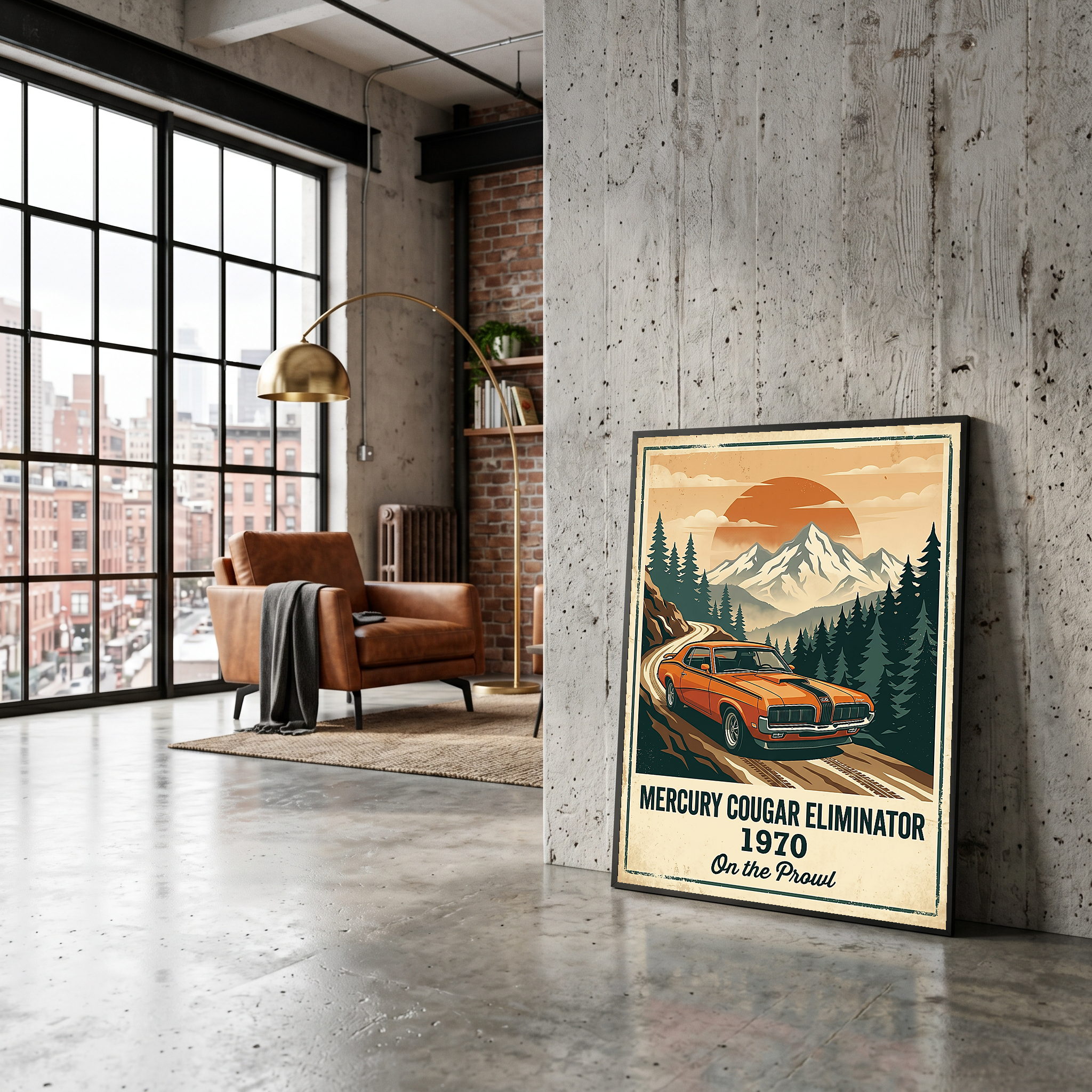 Mercury Cougar Eliminator 1970 Poster — Vintage Muscle Car Mountain Pine Print