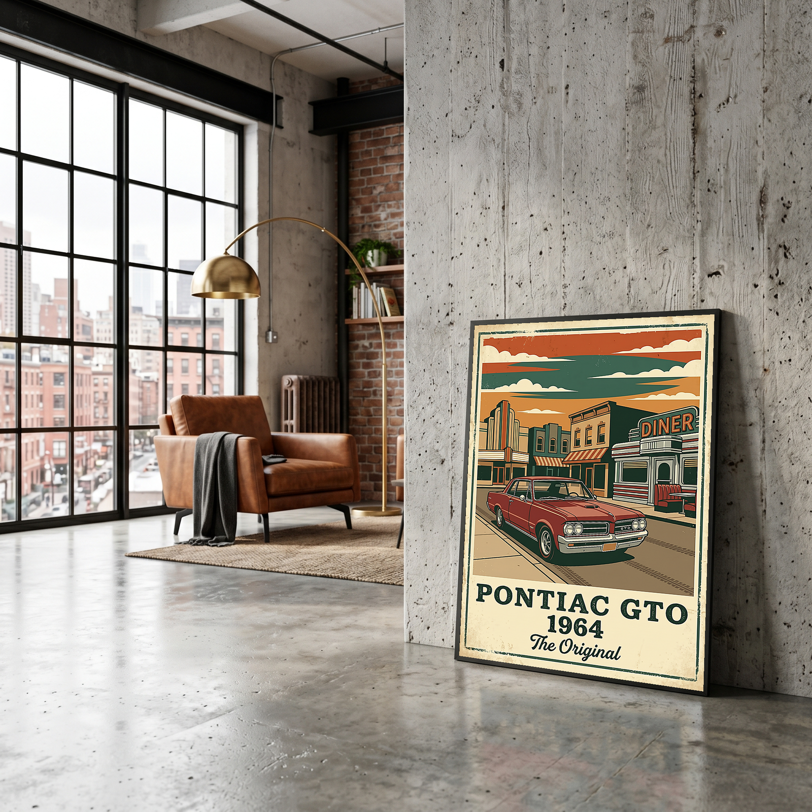 Pontiac GTO 1964 Poster — Vintage Muscle Car Diner Main Street Print