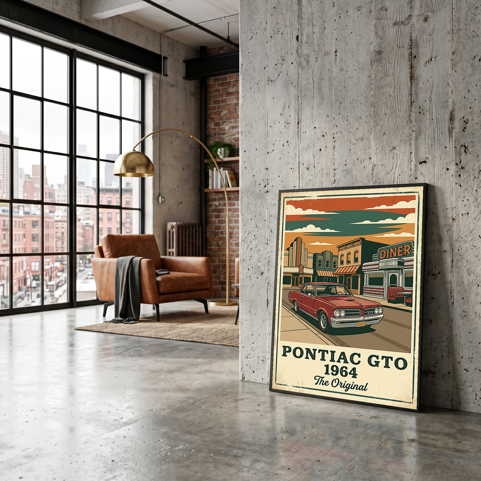 Pontiac GTO 1964 Poster — Vintage Muscle Car Diner Main Street Print