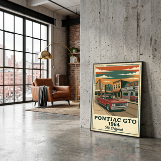 Pontiac GTO 1964 Poster — Vintage Muscle Car Diner Main Street Print