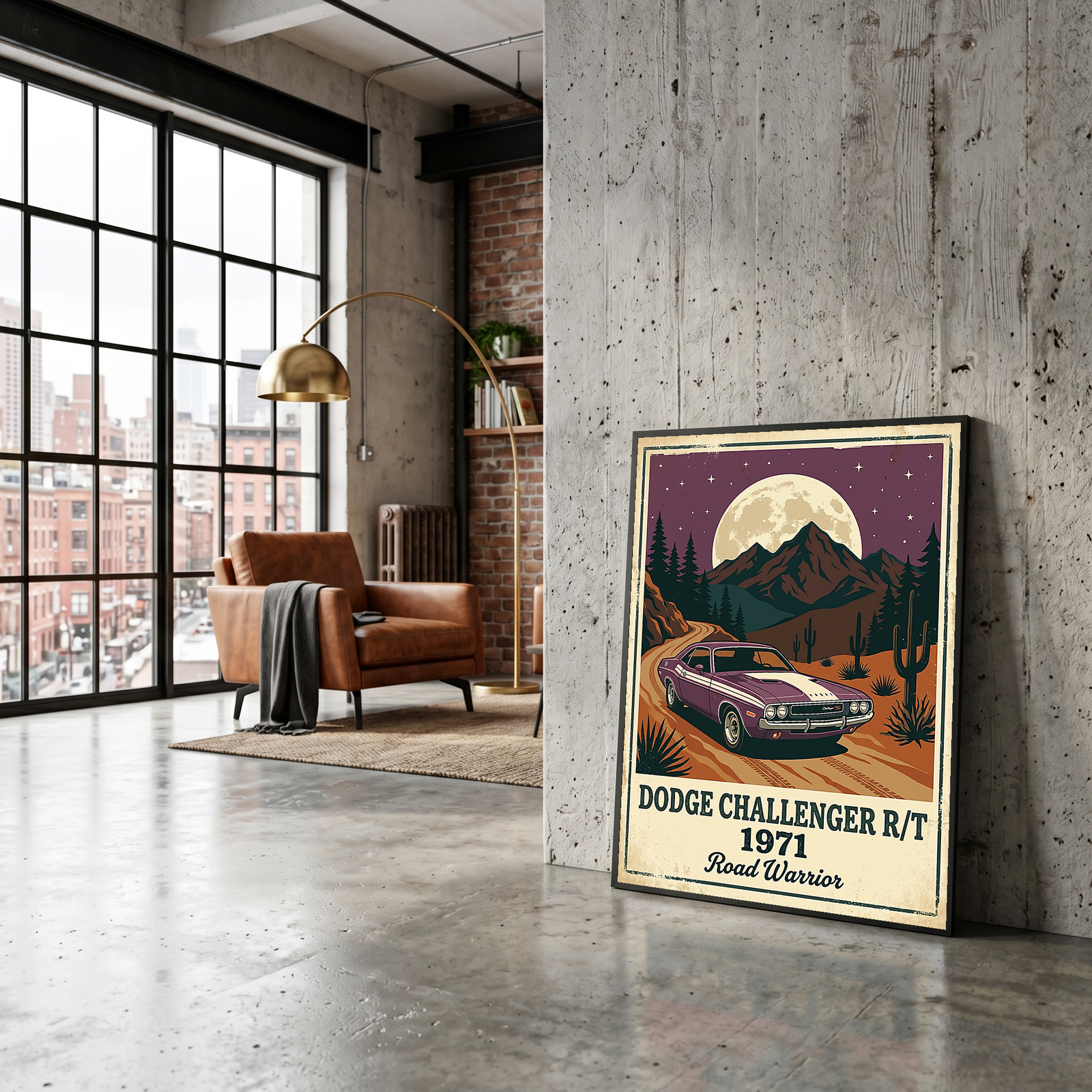 Dodge Challenger R/T 1971 Poster — Vintage Muscle Car Desert Moon Print