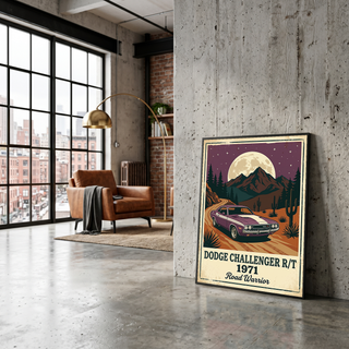 Dodge Challenger R/T 1971 Poster — Vintage Muscle Car Desert Moon Print