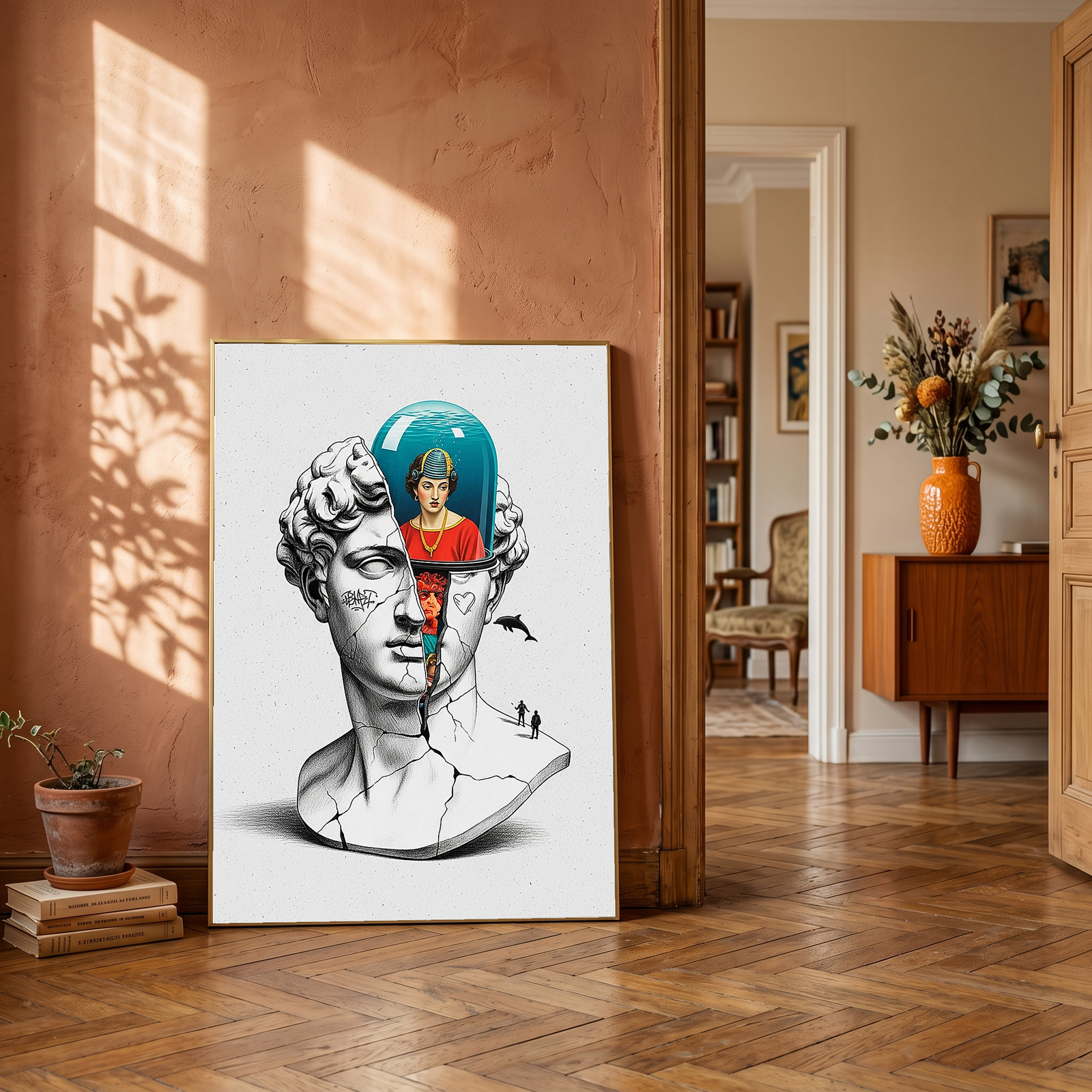 Aquarium Mind — Surreal David Bust Wall Art Print