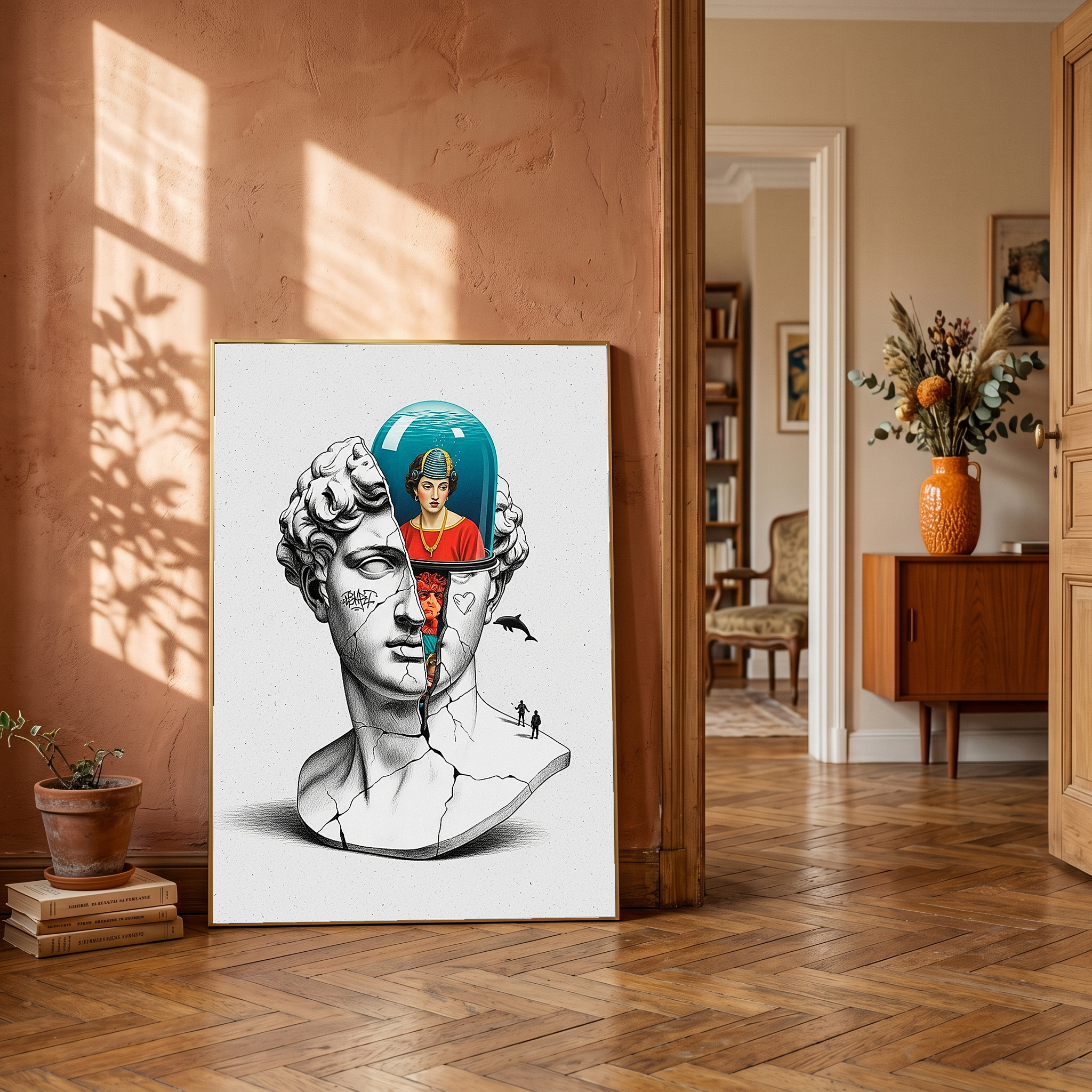 Aquarium Mind — Surreal David Bust Wall Art Print