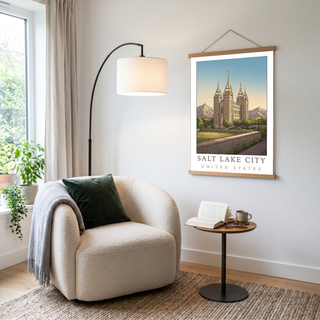 Salt Lake City Utah Travel Poster — Temple Square Wasatch Mountains Print