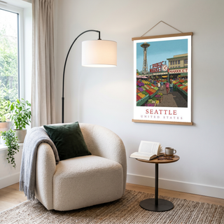 Seattle USA — Pike Place Market Space Needle Wall Art Print
