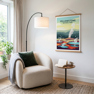 Yellowstone National Park Poster — Vintage Old Faithful Grand Prismatic Spring Print