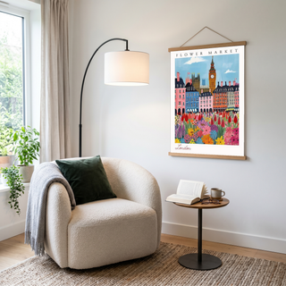 London Flower Market Print — Big Ben Cityscape British Botanical Art