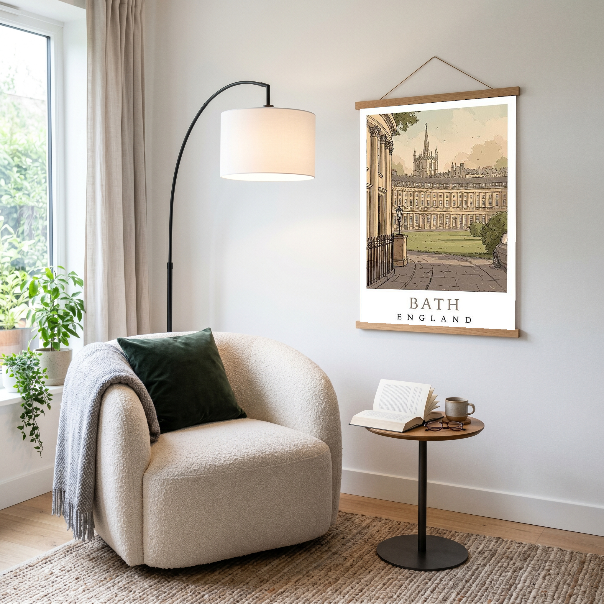Bath England Travel Poster — Royal Crescent Abbey Georgian Print