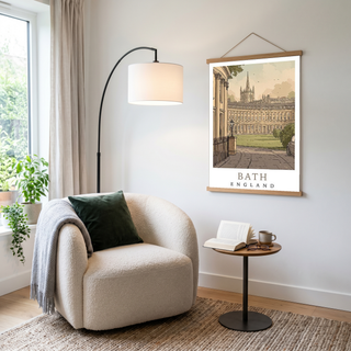 Bath England Travel Poster — Royal Crescent Abbey Georgian Print