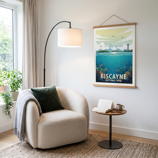 Biscayne National Park Poster — Vintage Florida Coral Reef Lighthouse Print