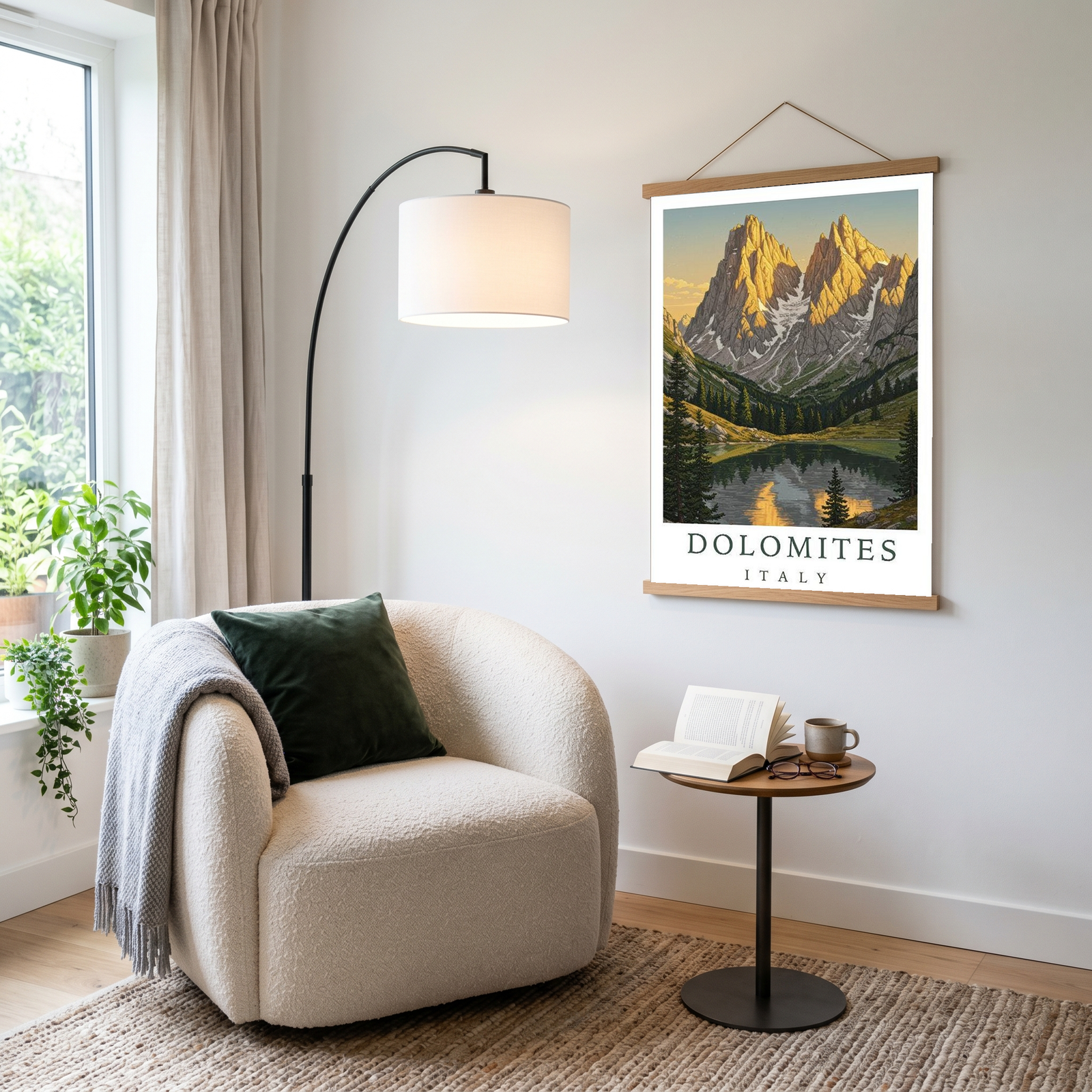 Dolomites Italy Travel Poster — Vintage Alpine Mountain Lake Print