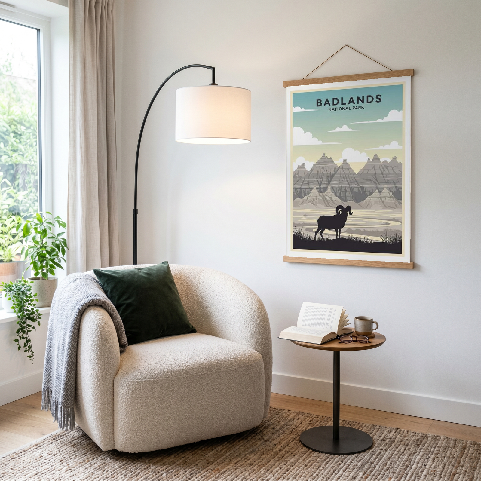 Badlands National Park Poster — Vintage Bighorn Sheep South Dakota Print
