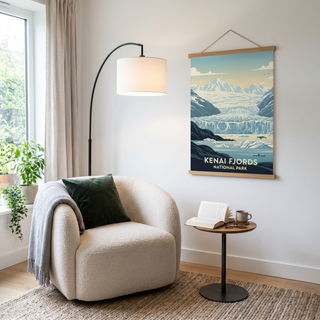 Kenai Fjords National Park Poster — Vintage Alaska Glacier Whale Kayak Print
