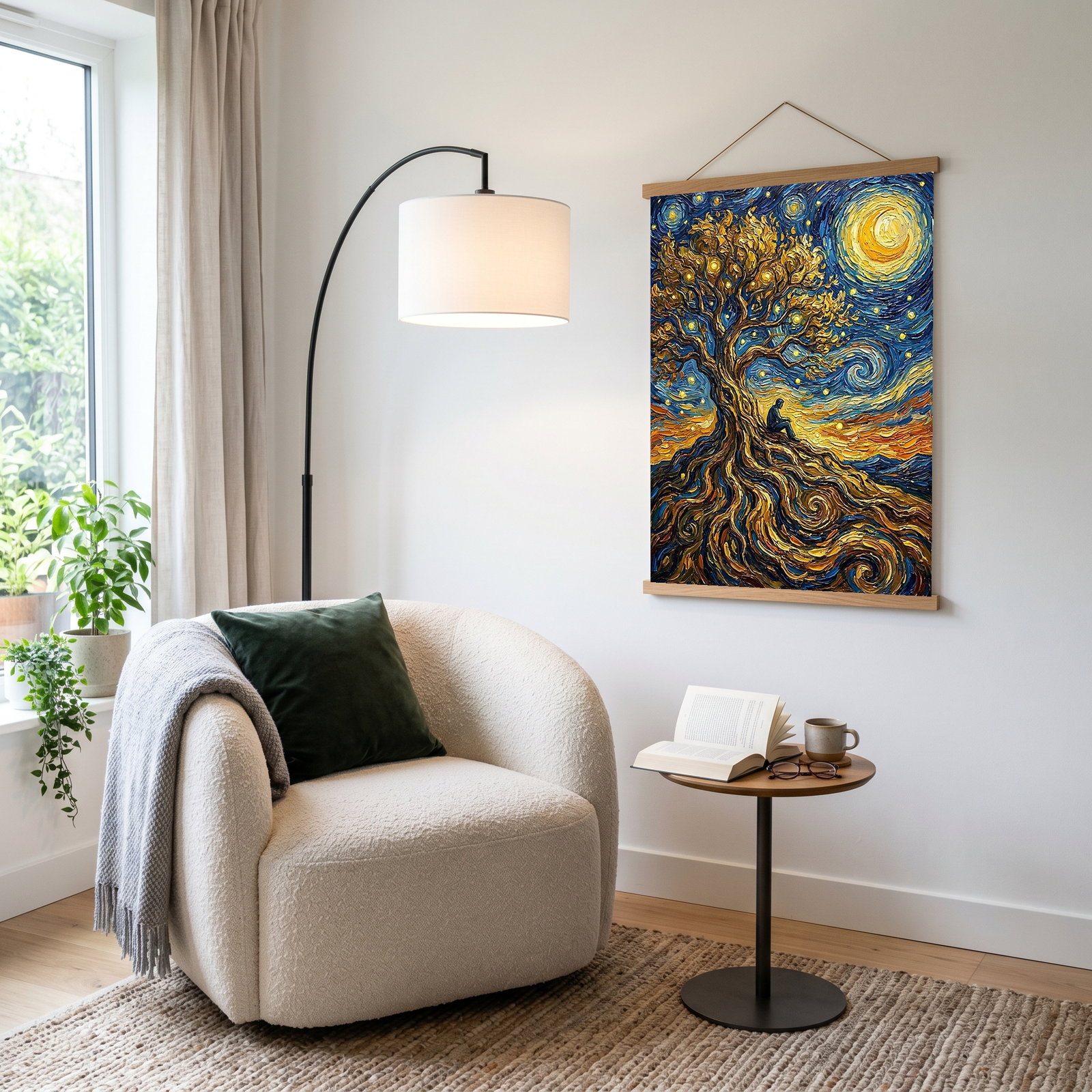 Man in Tree of Life Print — Van Gogh-Style Spiritual Reflection Wall Art