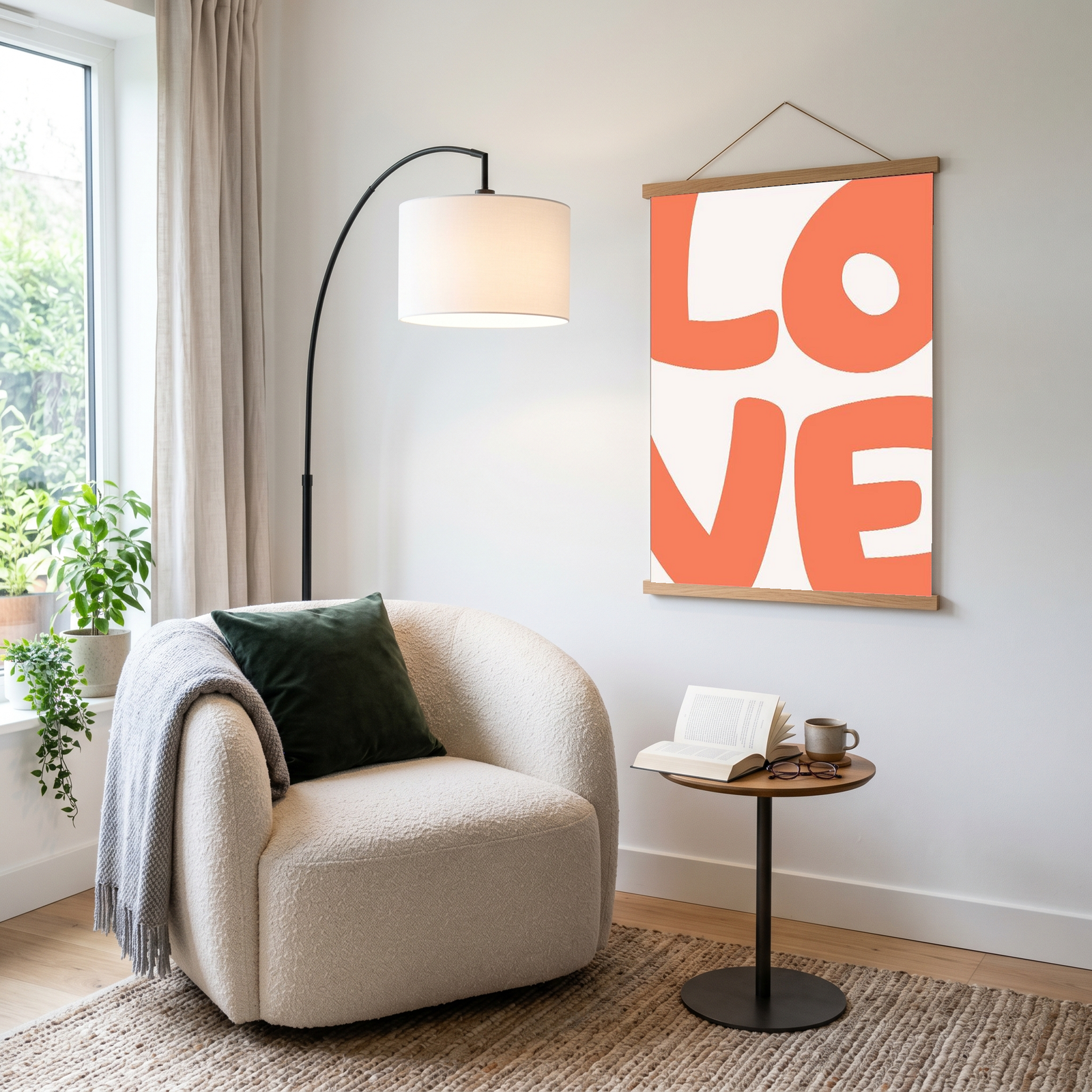 LOVE Poster — Bold Minimalist Typography Orange Wall Art Print