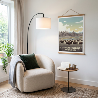 Theodore Roosevelt National Park Poster — Vintage Bison Badlands Art