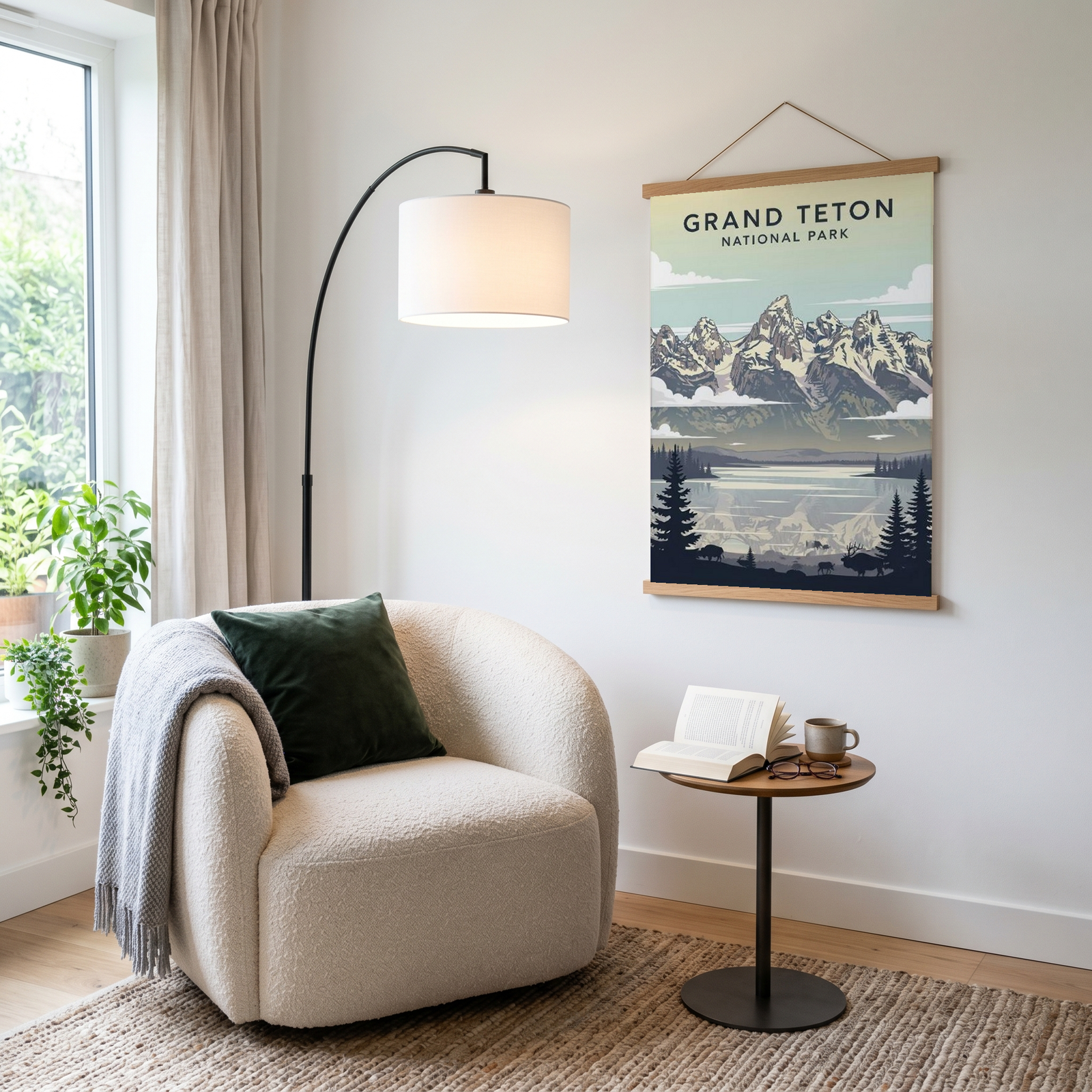 Grand Teton National Park Poster — Vintage Wyoming Bison Jackson Lake Print