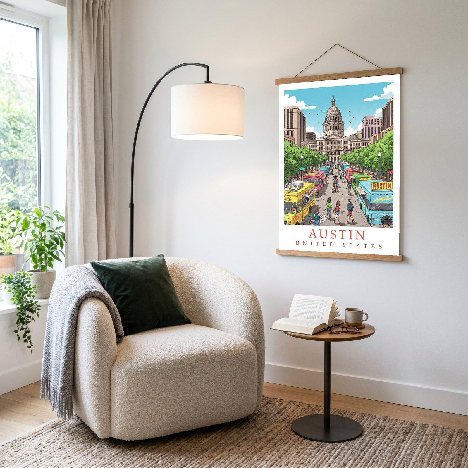 Austin Texas Travel Poster — State Capitol Food Truck Congress Print