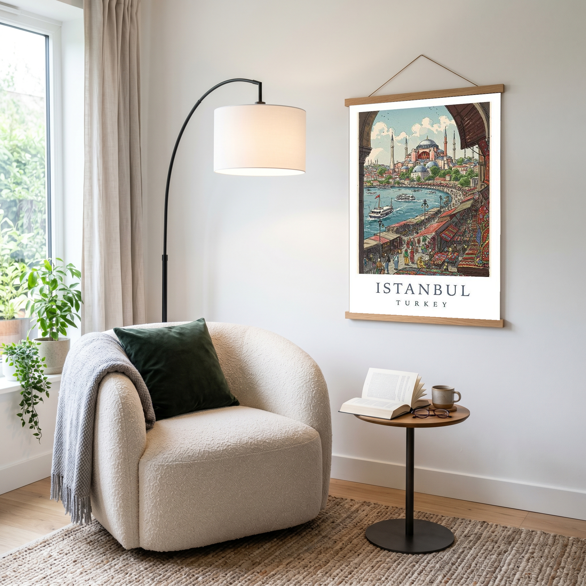 Istanbul Turkey Travel Poster — Hagia Sophia Bosphorus Bazaar Print