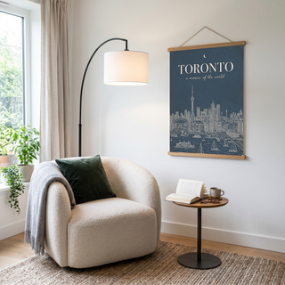 Toronto Line Art Print — Steel Navy CN Tower Skyline Harbourfront Wall Art